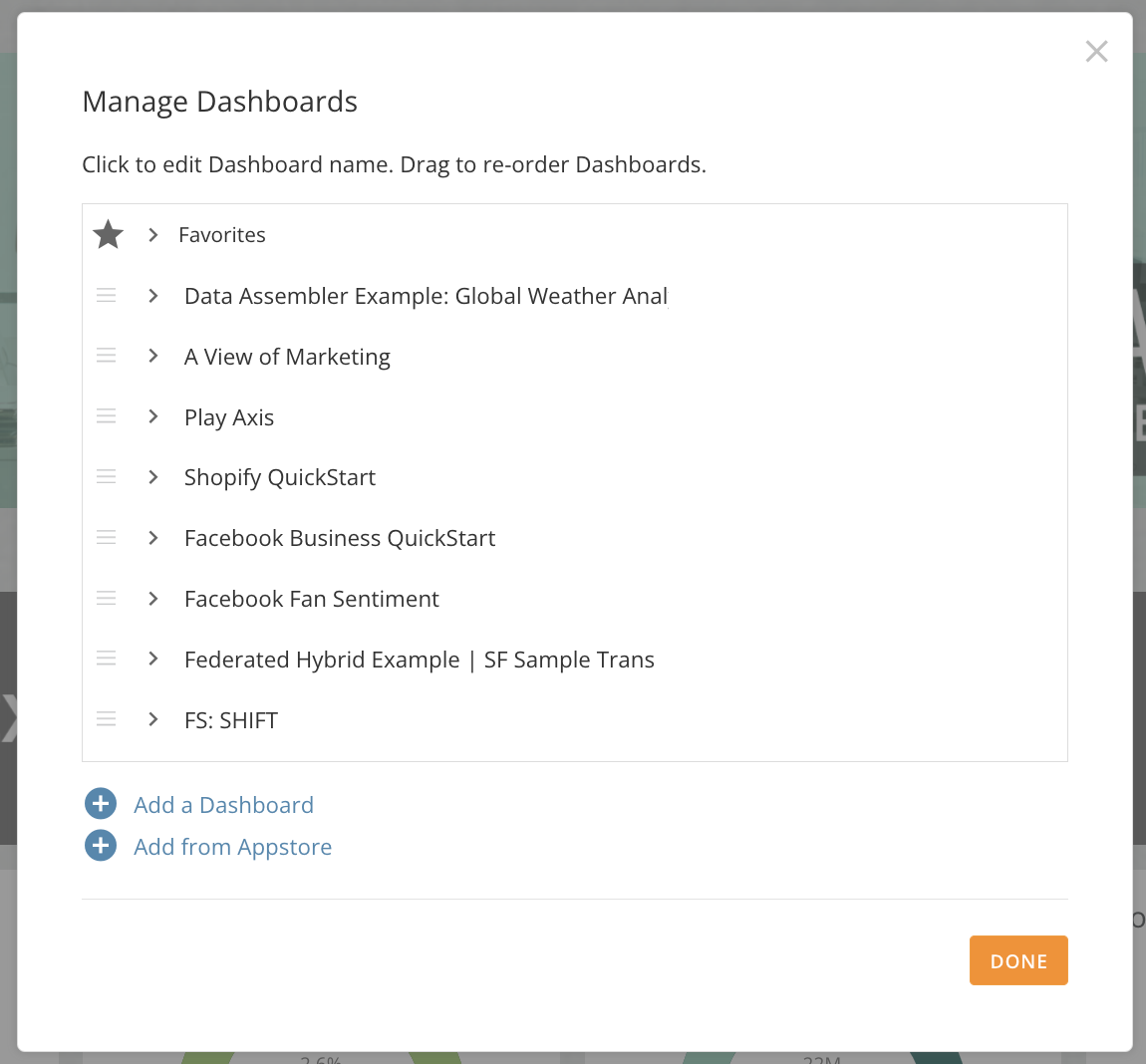 Manage Dashboards - Domo