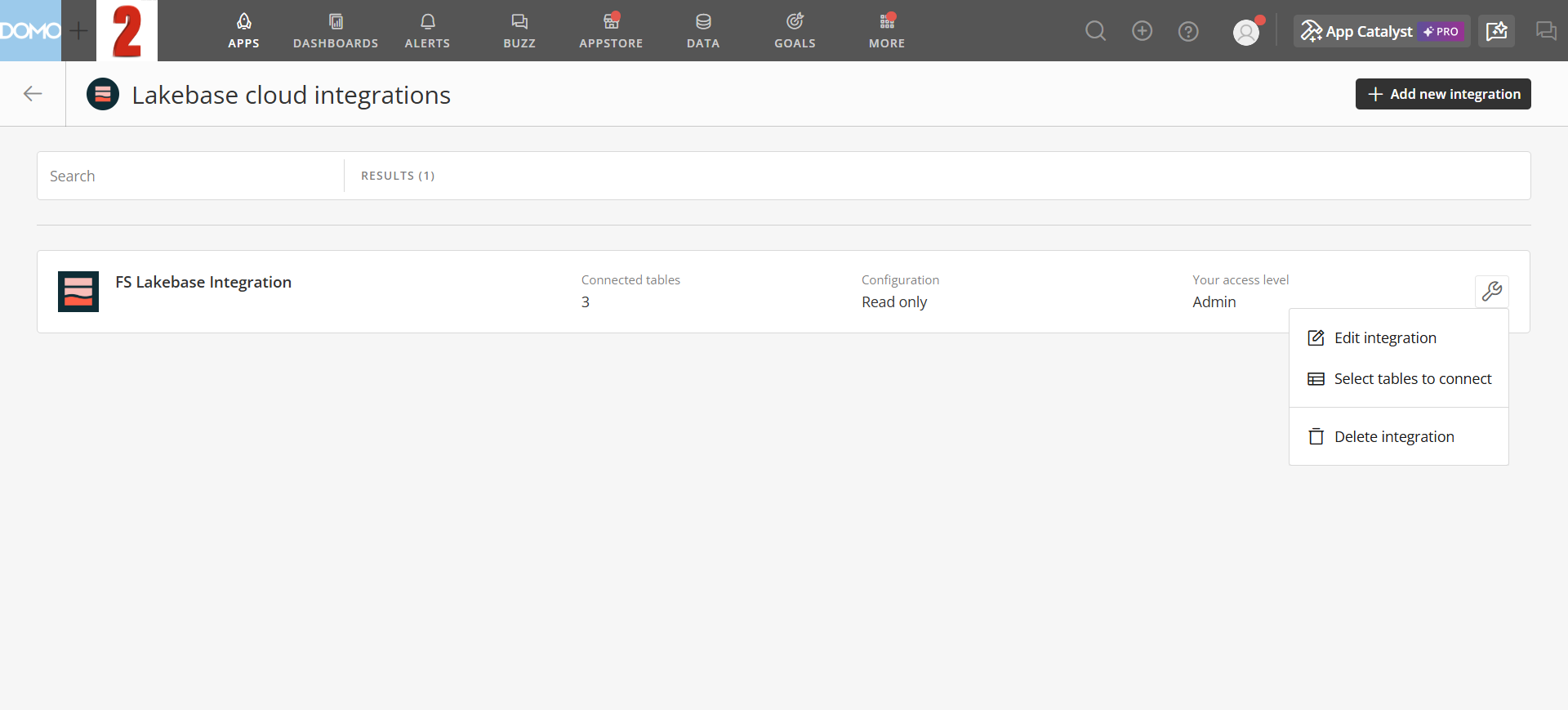 Integration management options