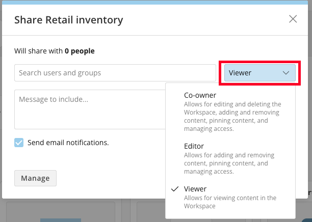 Workspace roles and their permissions