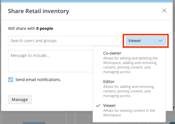 Workspace roles and their permissions
