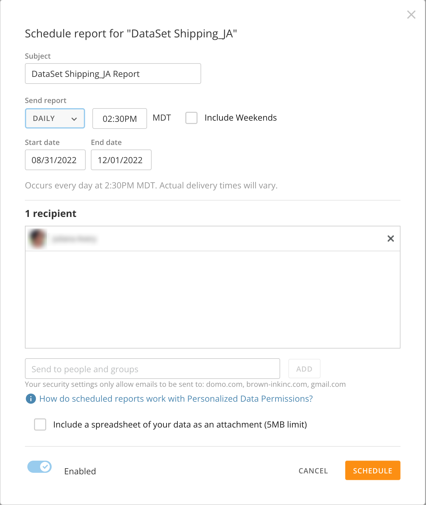Scheduled Reports - Domo