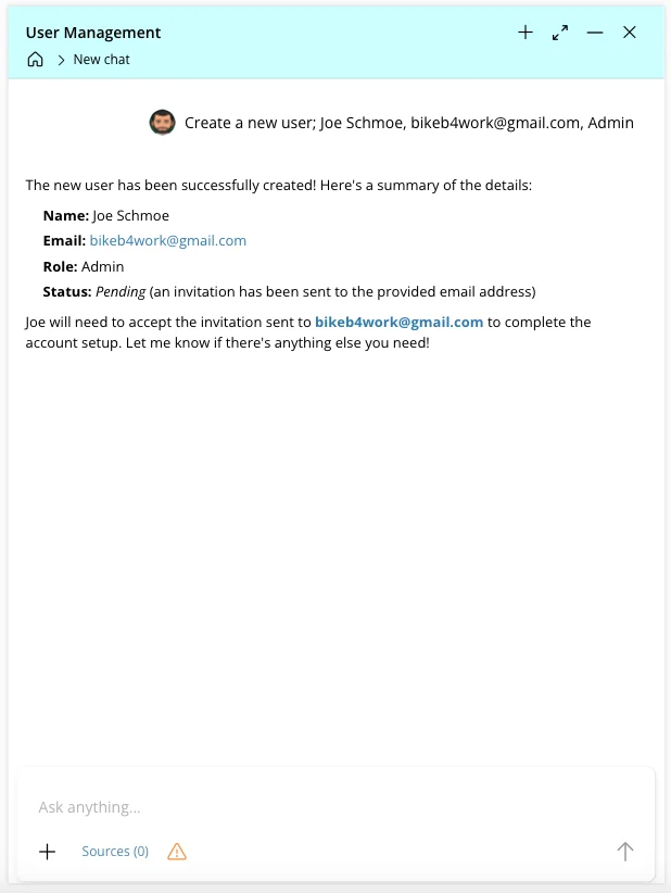 AI Chat user created response