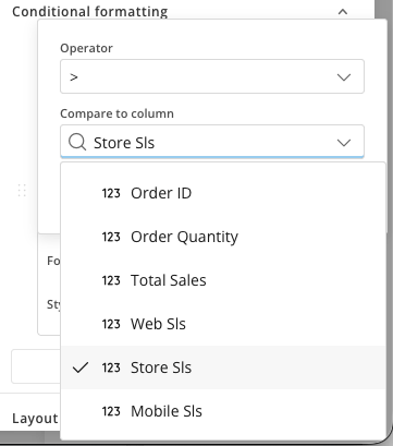Selecting the column to compare against.