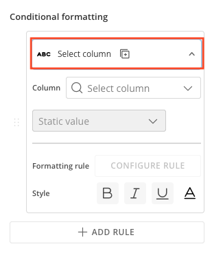 The blank Conditional formatting panel after selecting Add rule.