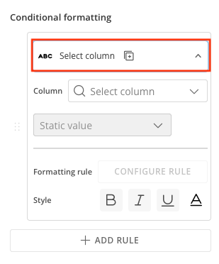 The blank Conditional formatting panel after selecting Add rule.