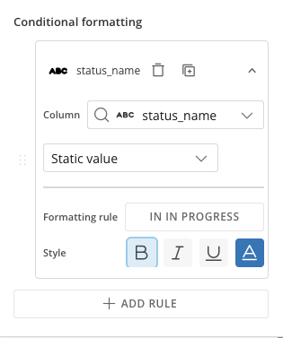 The completed conditional formatting rule.