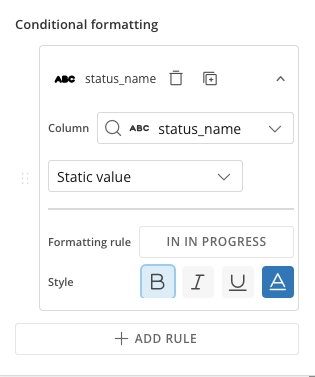 The completed conditional formatting rule.