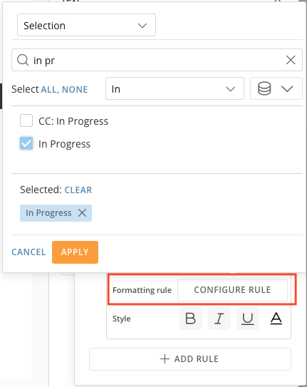 Configuring the rule and selecting the static value.