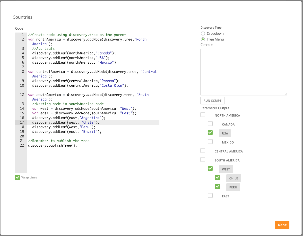 Nested Discovery Tree
Menu