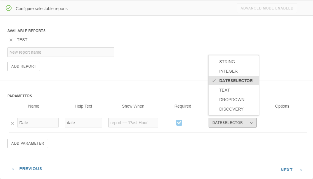 Configure Selectable
Report