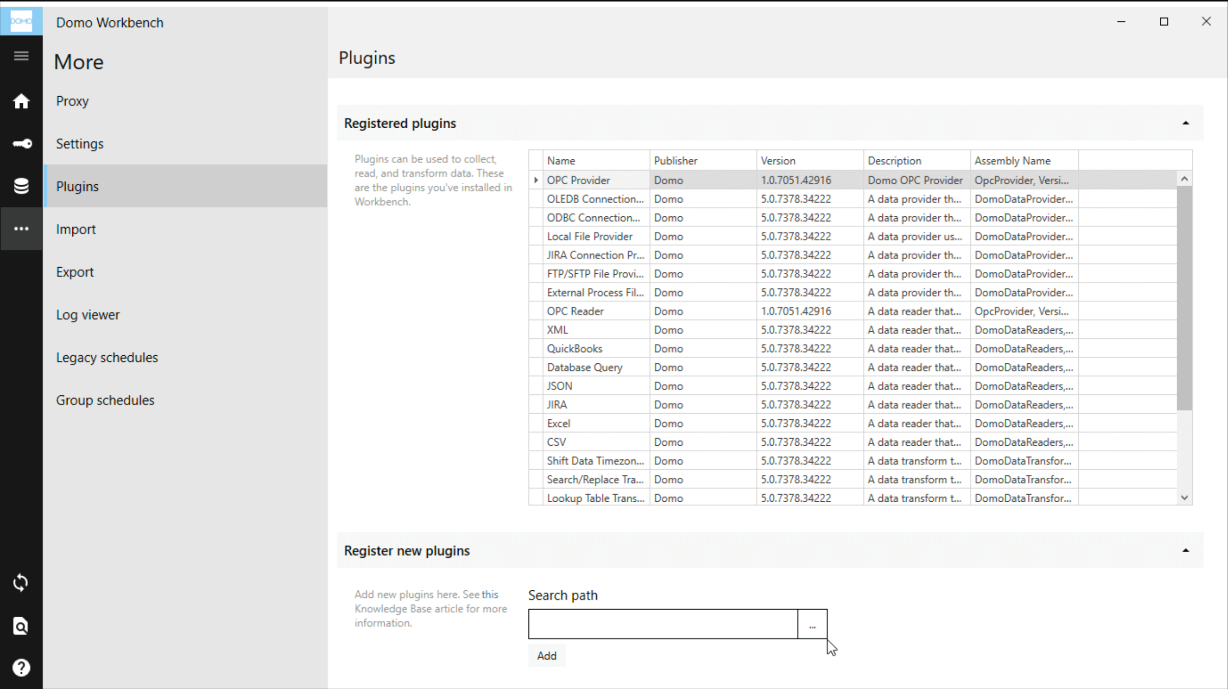 plugin manager screen