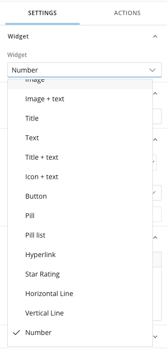 Changing a widget to a Number widget in the right pane.
