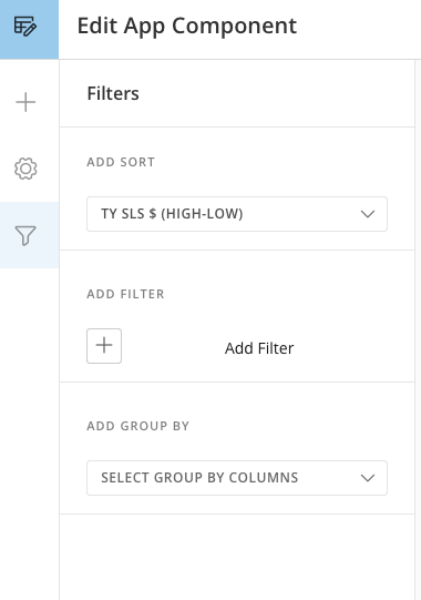 The Sort option at the top of the filter panel.