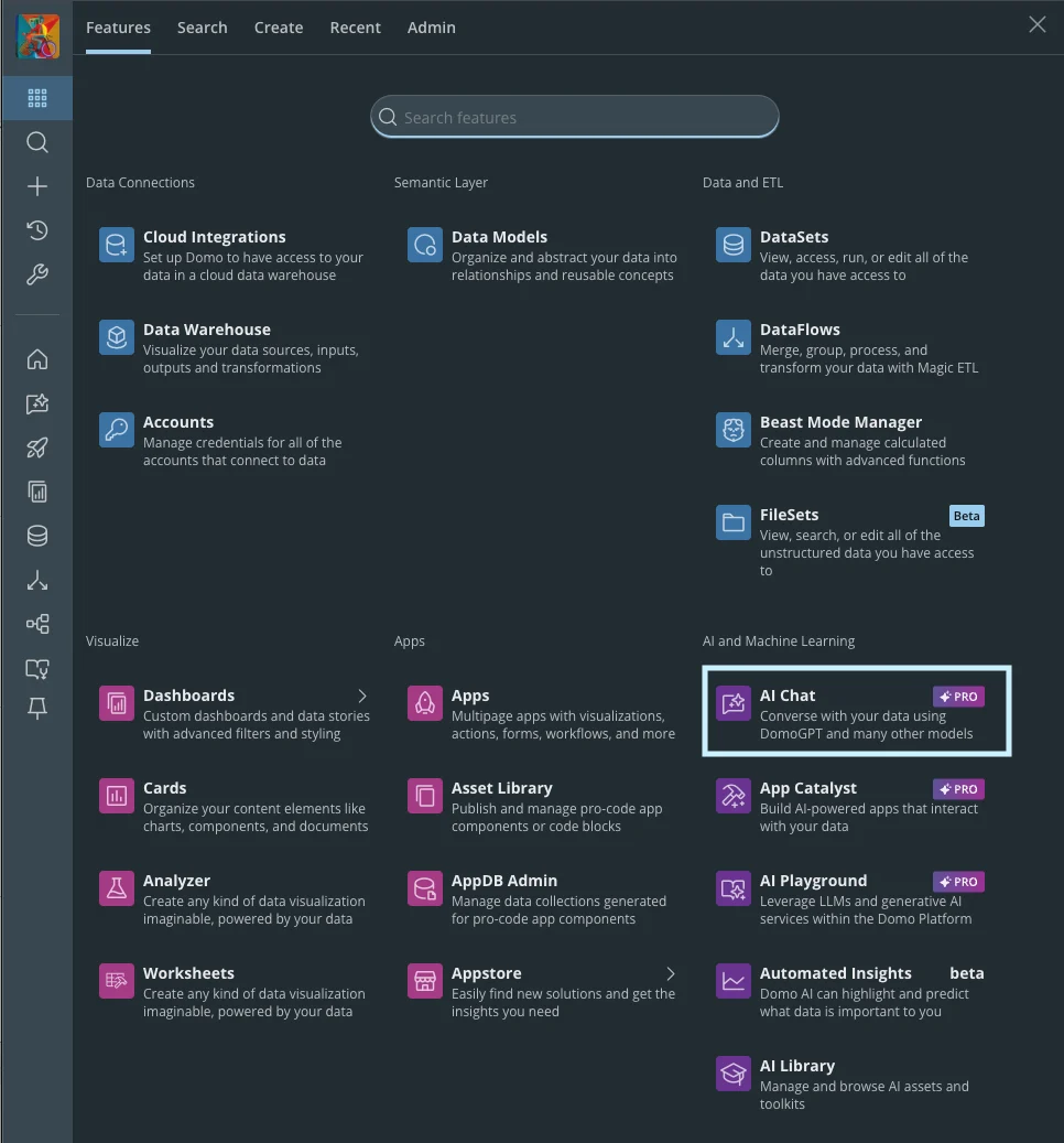 AI Chat navigation