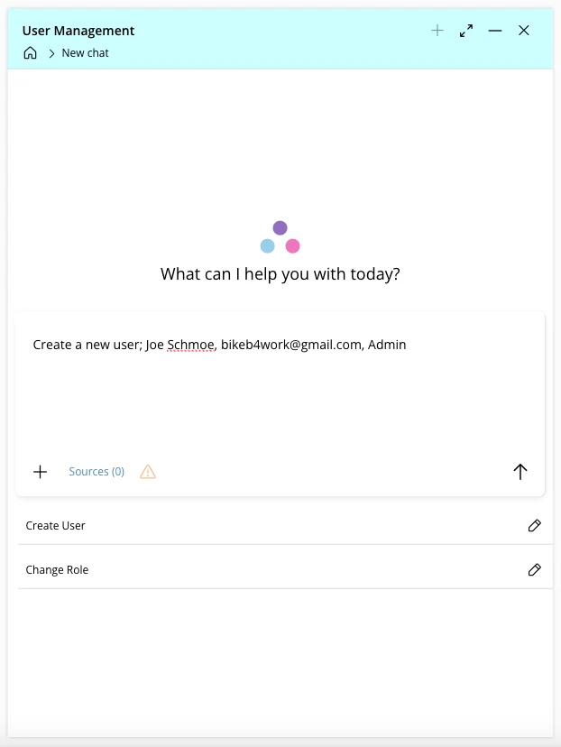 AI Chat new user request