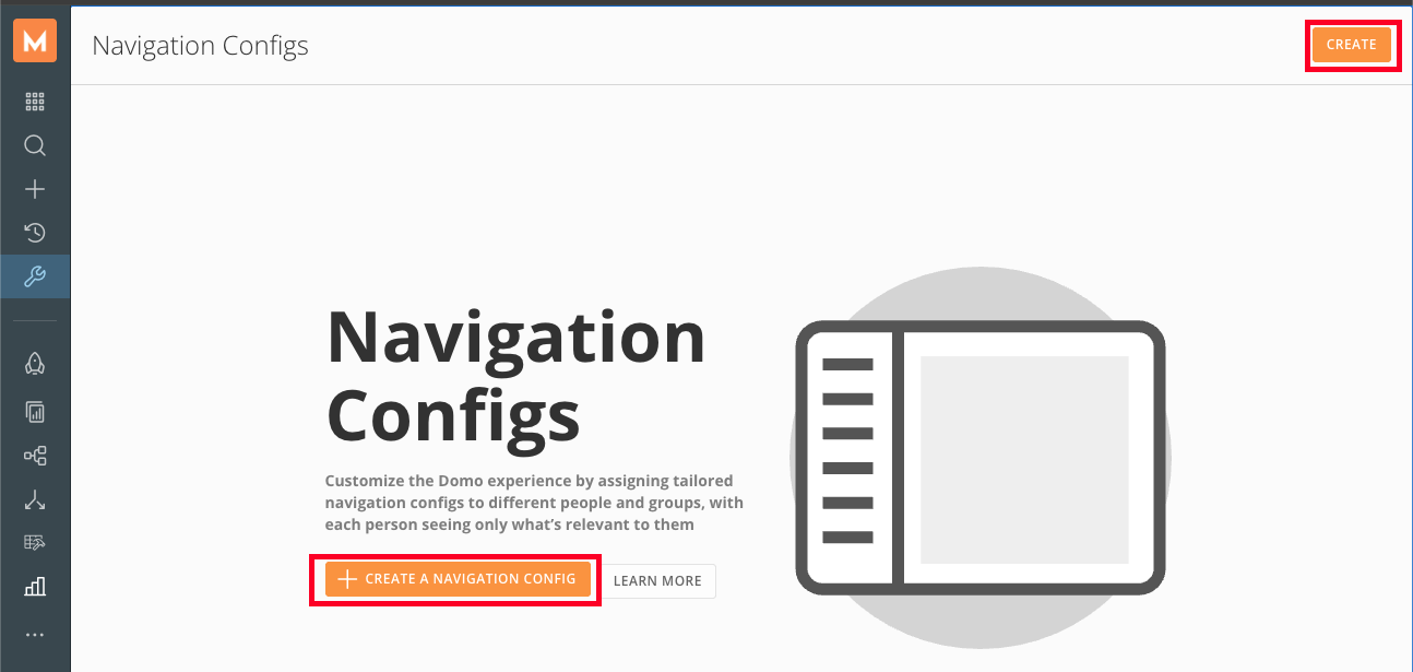 Create button on the Navigation Configs page