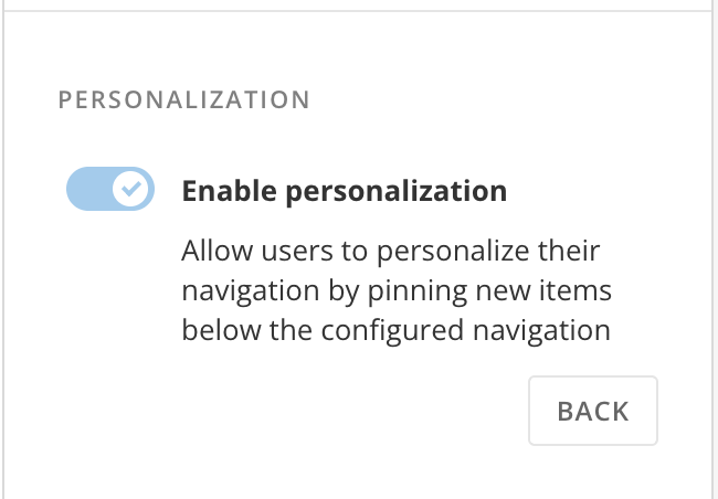 Enable personalization toggle in the Personalization section