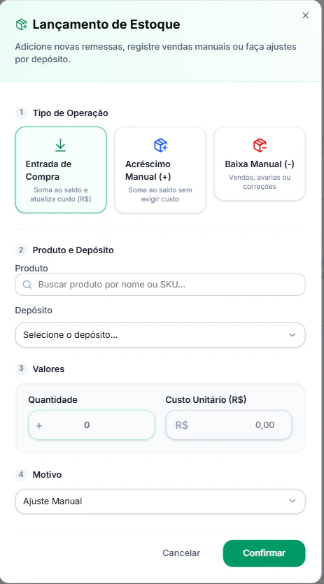 Tela de Estoque Novo