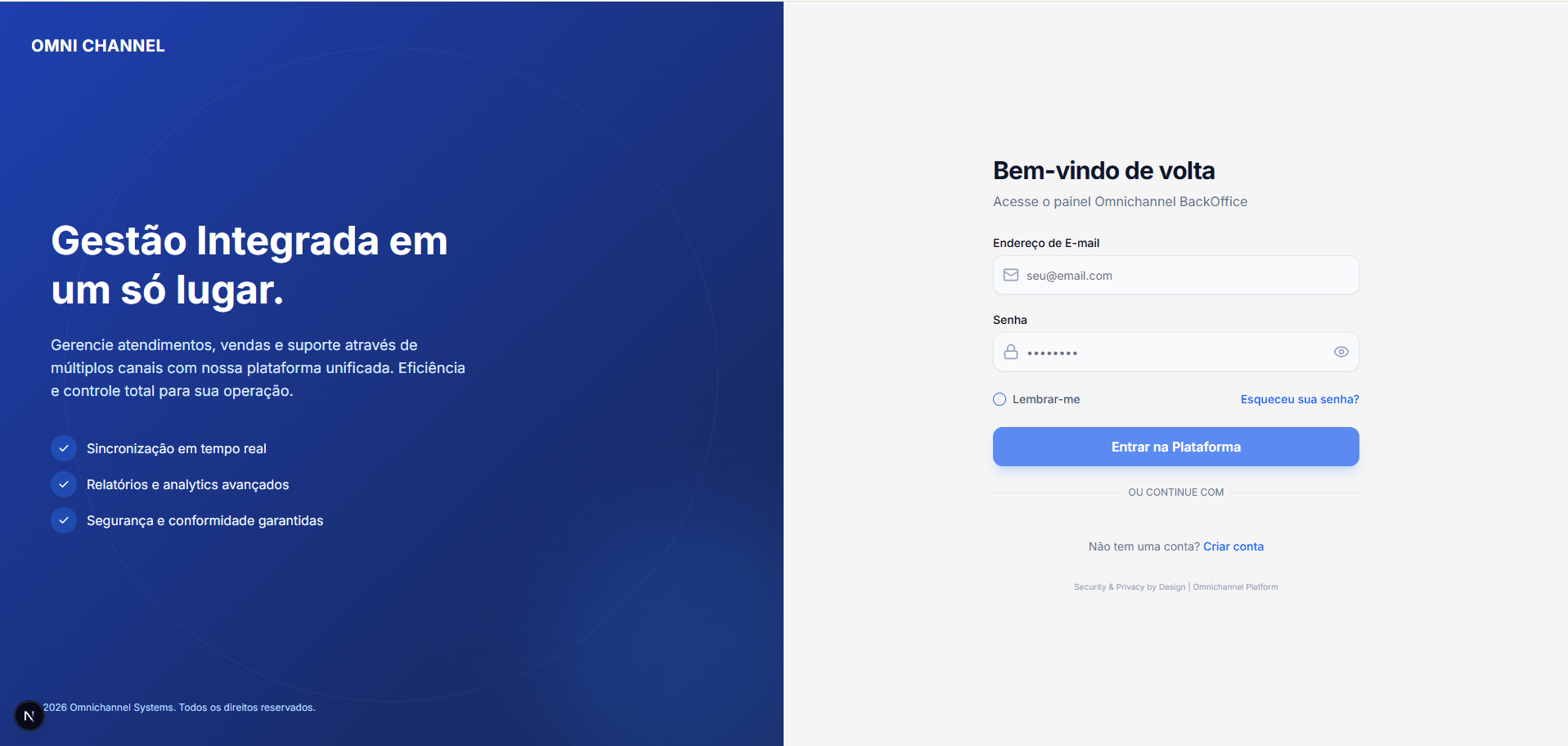 Tela de login do OmniDom