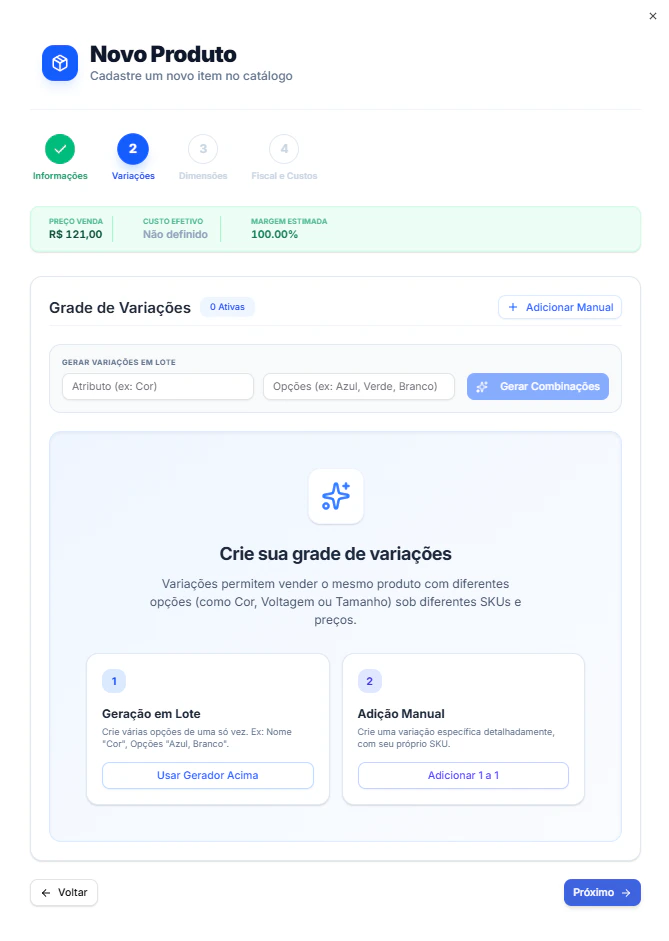 Tela de Produtos Novo