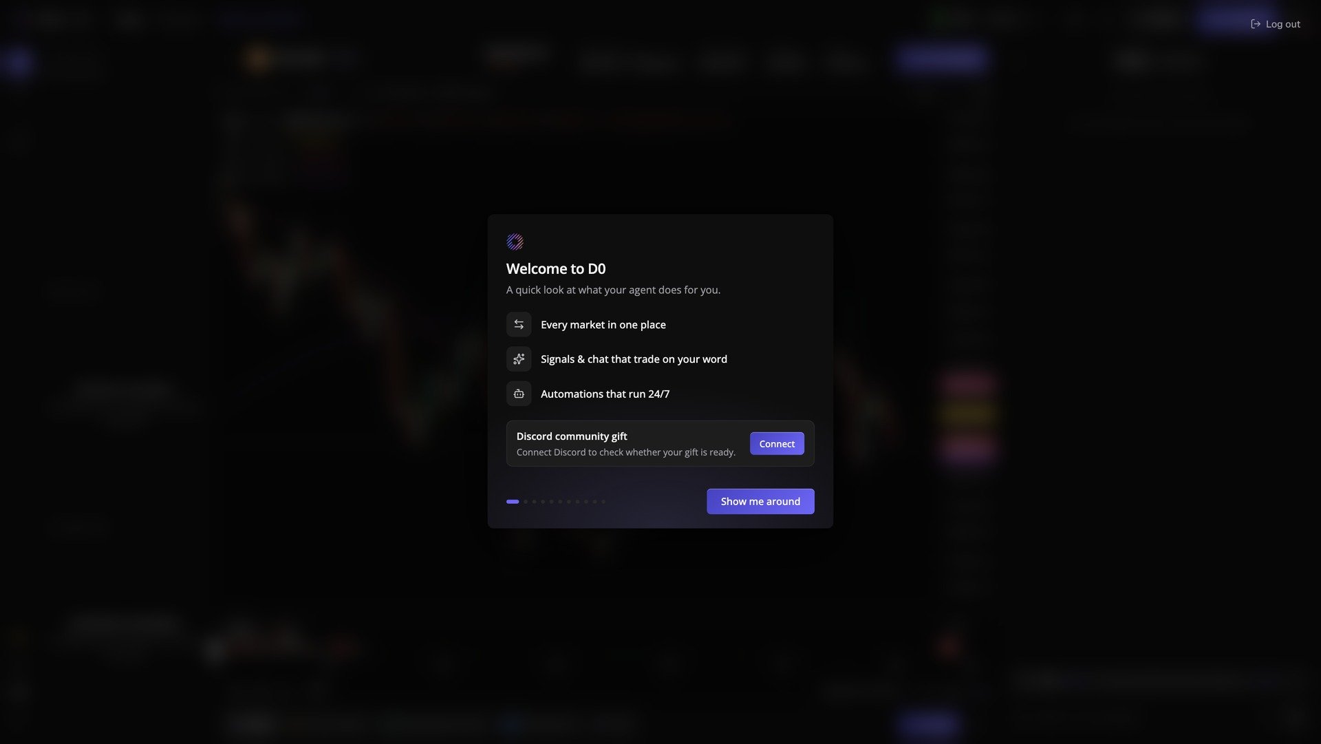 The Discord community gift card on the Welcome to D0 screen