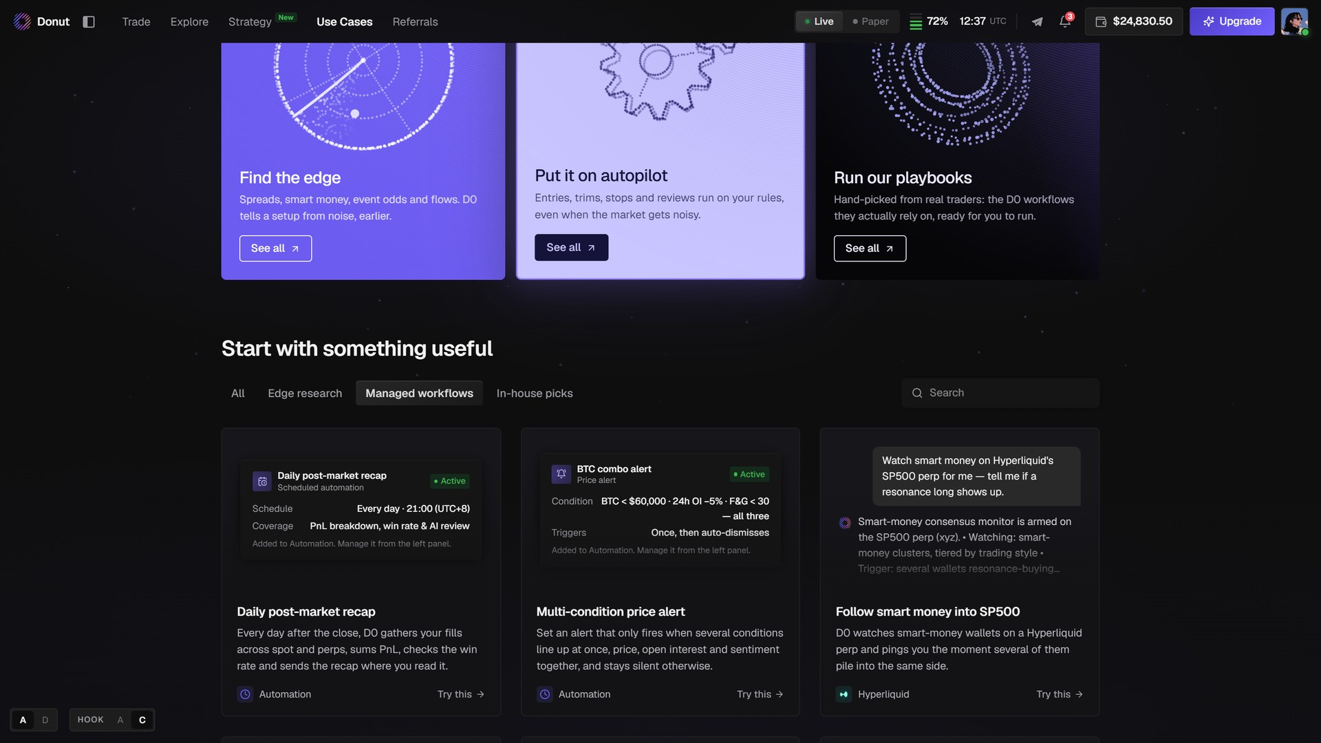 筛选到 Managed workflows 的 Use Cases 网格