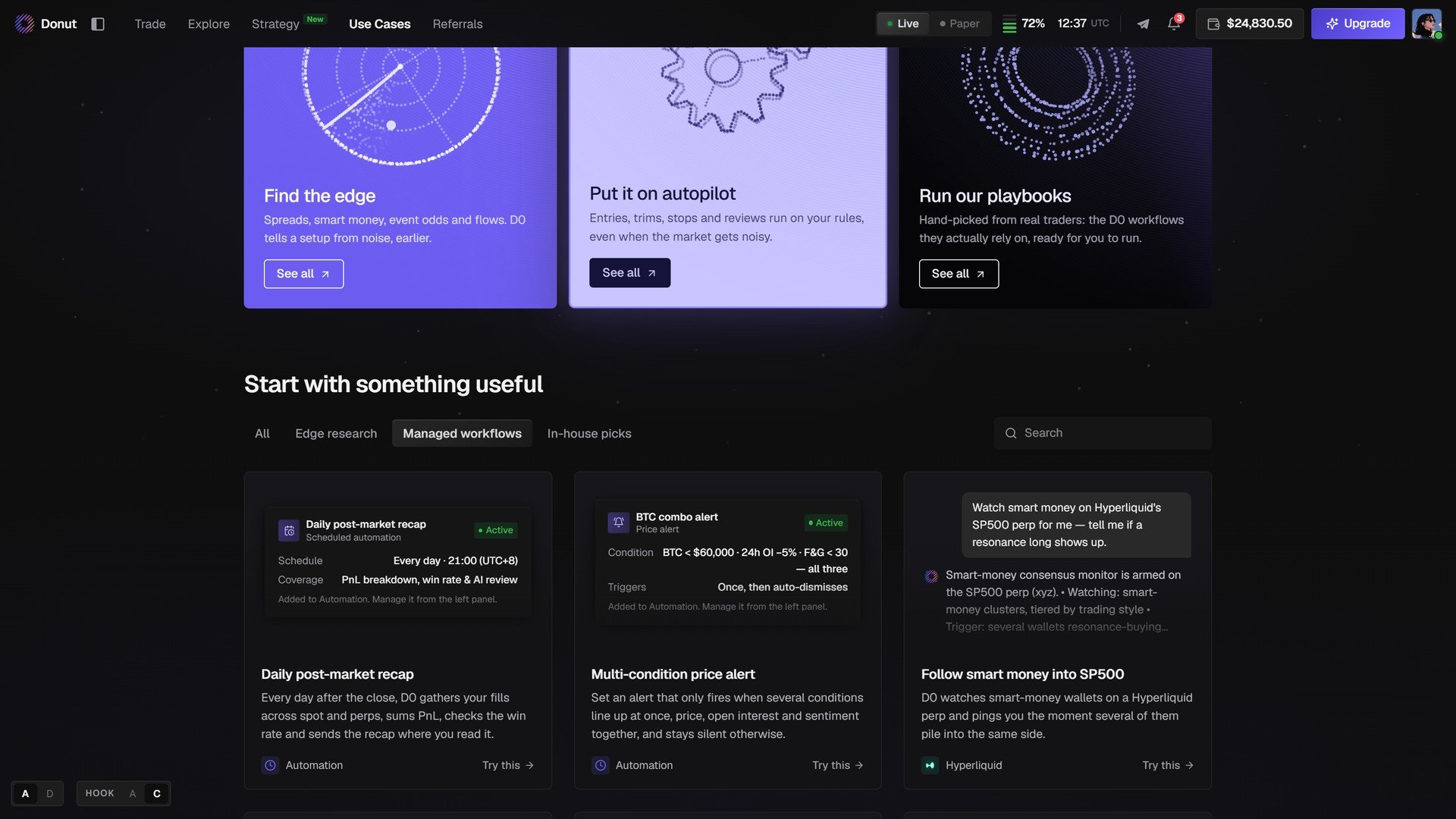 筛选到 Managed workflows 的 Use Cases 网格