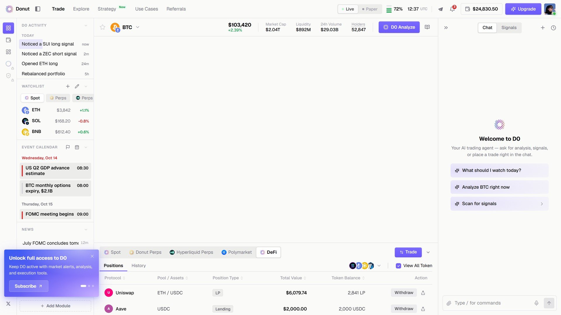 The DeFi Positions tab