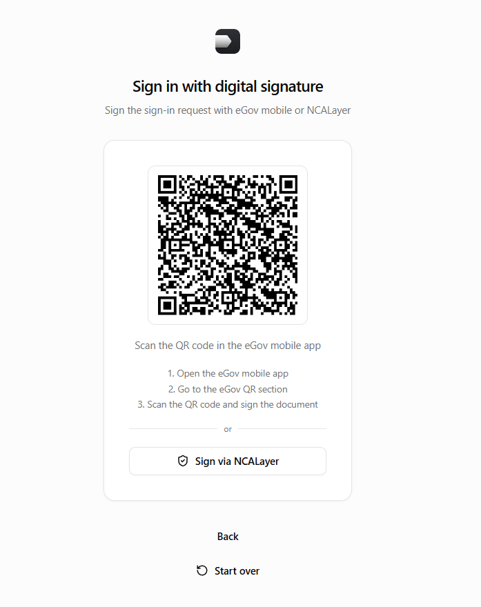 The “Sign in with digital signature” screen