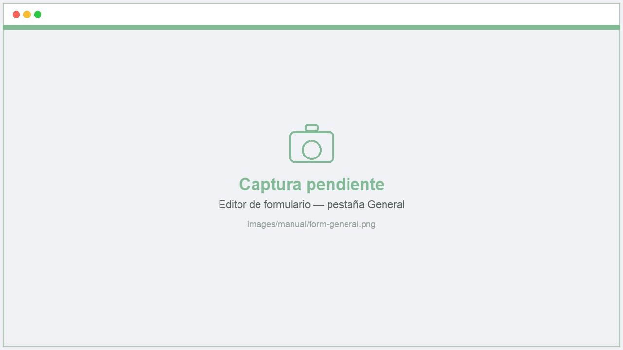 Editor de formulario, pestaña General