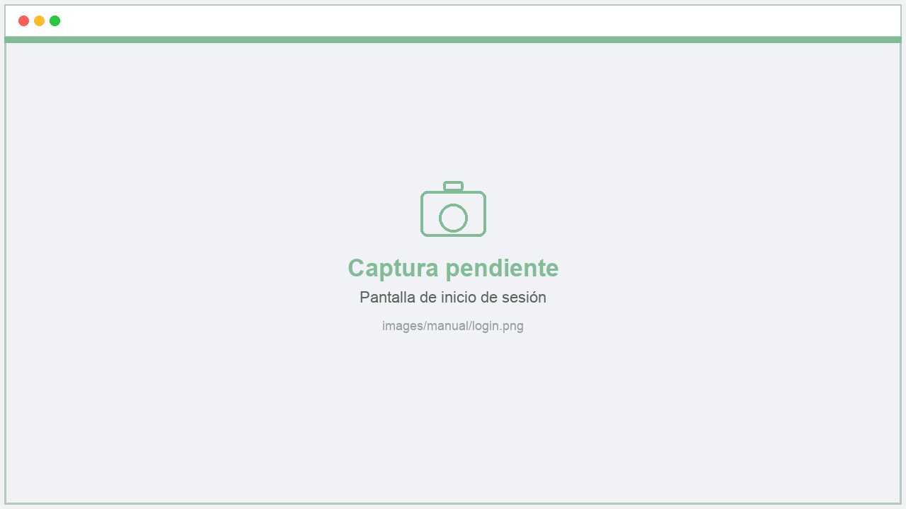 Pantalla de inicio de sesión