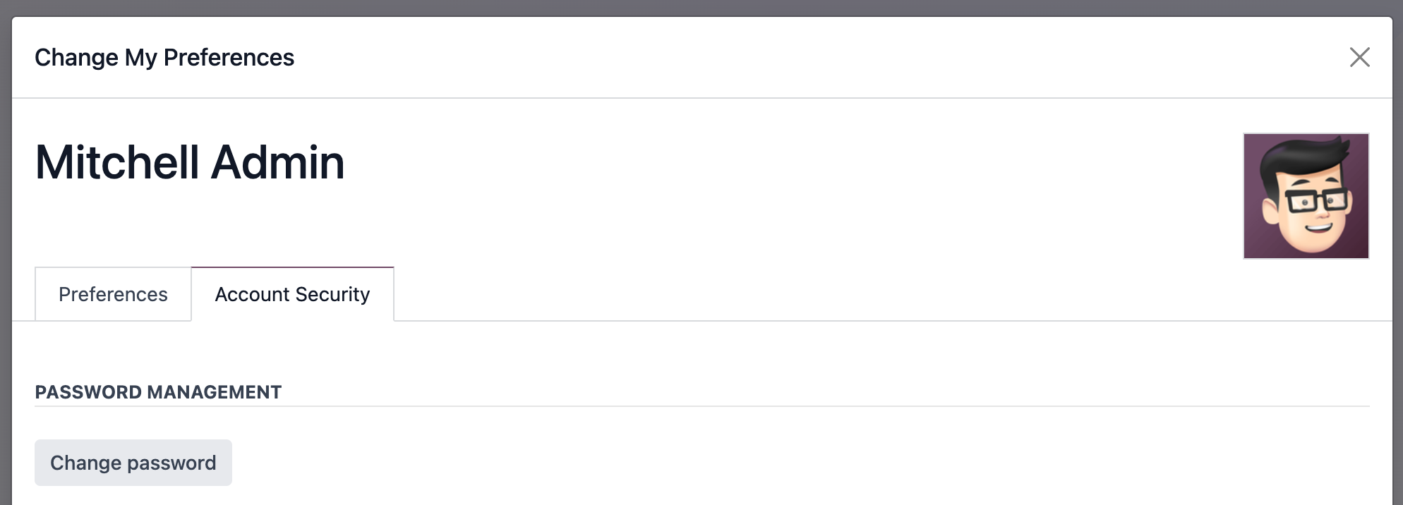 Change Password in Odoo