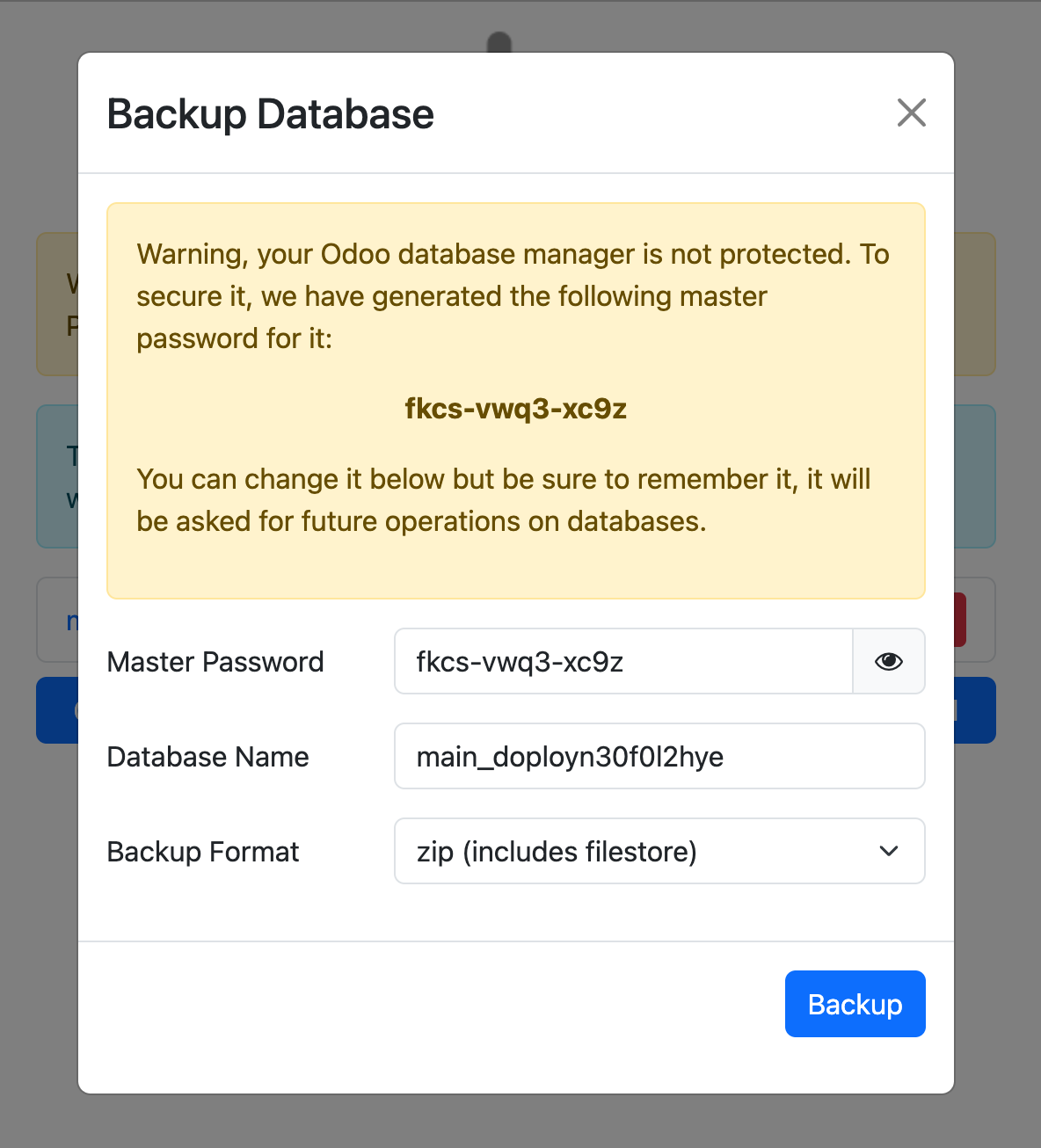 Odoo Backup Manager