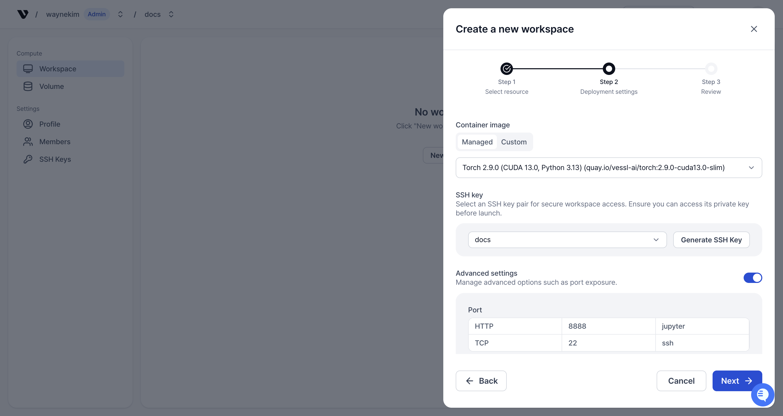 Step 2: 이미지 및 SSH 키 설정