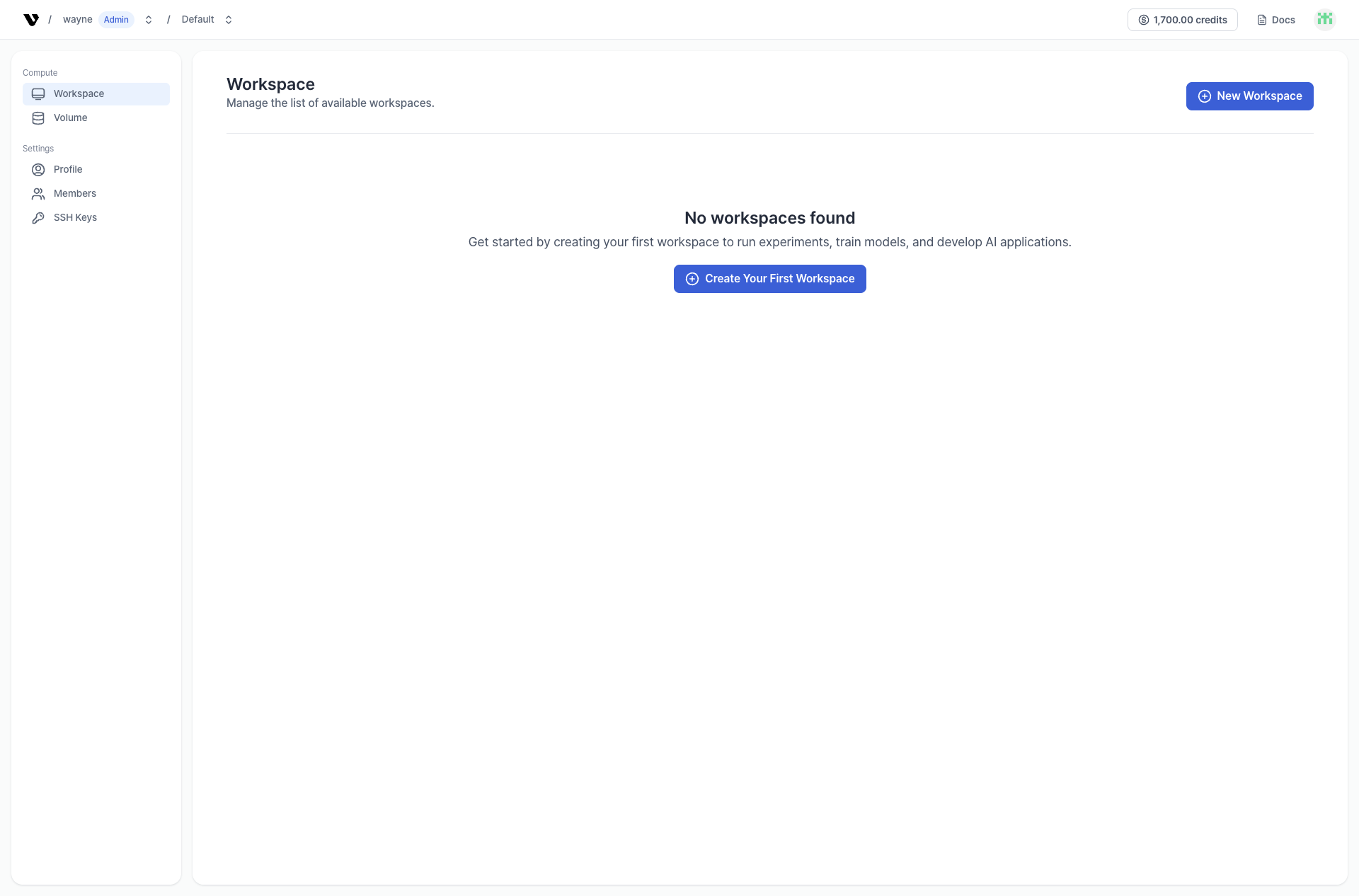 Create a workspace on VESSL.