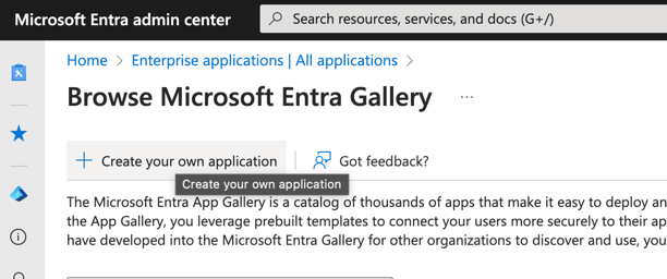 Enterprise applications 페이지에서 New application 버튼이 강조된 화면