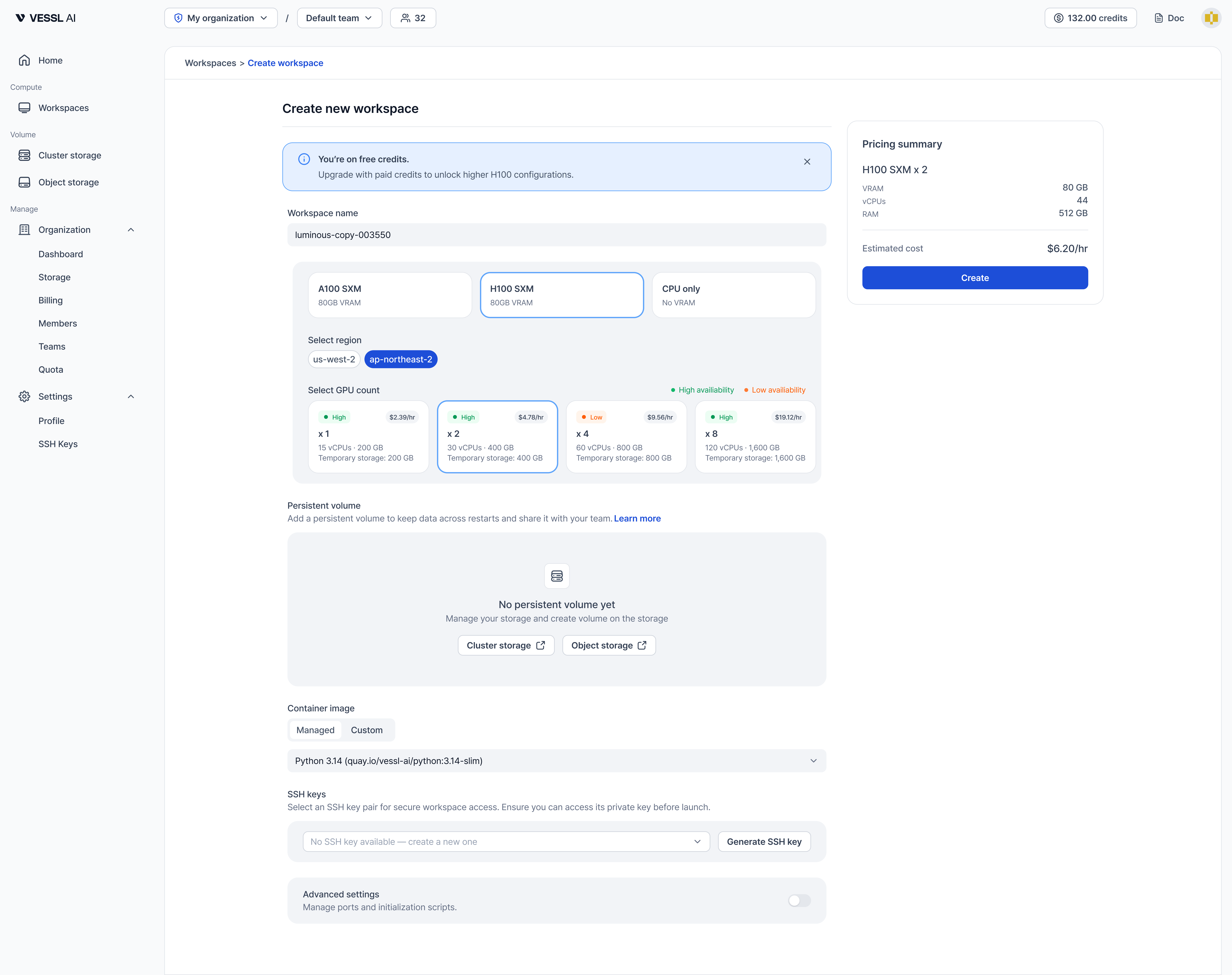 New resource spec selection with three-step flow