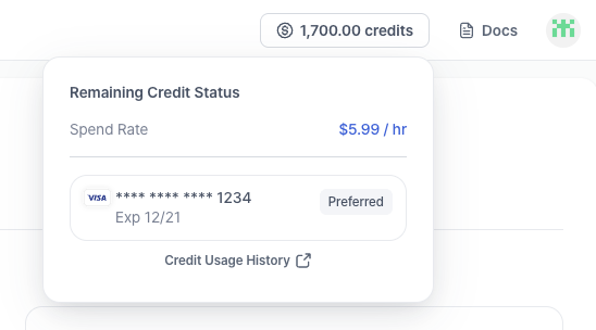 Credit header screenshot