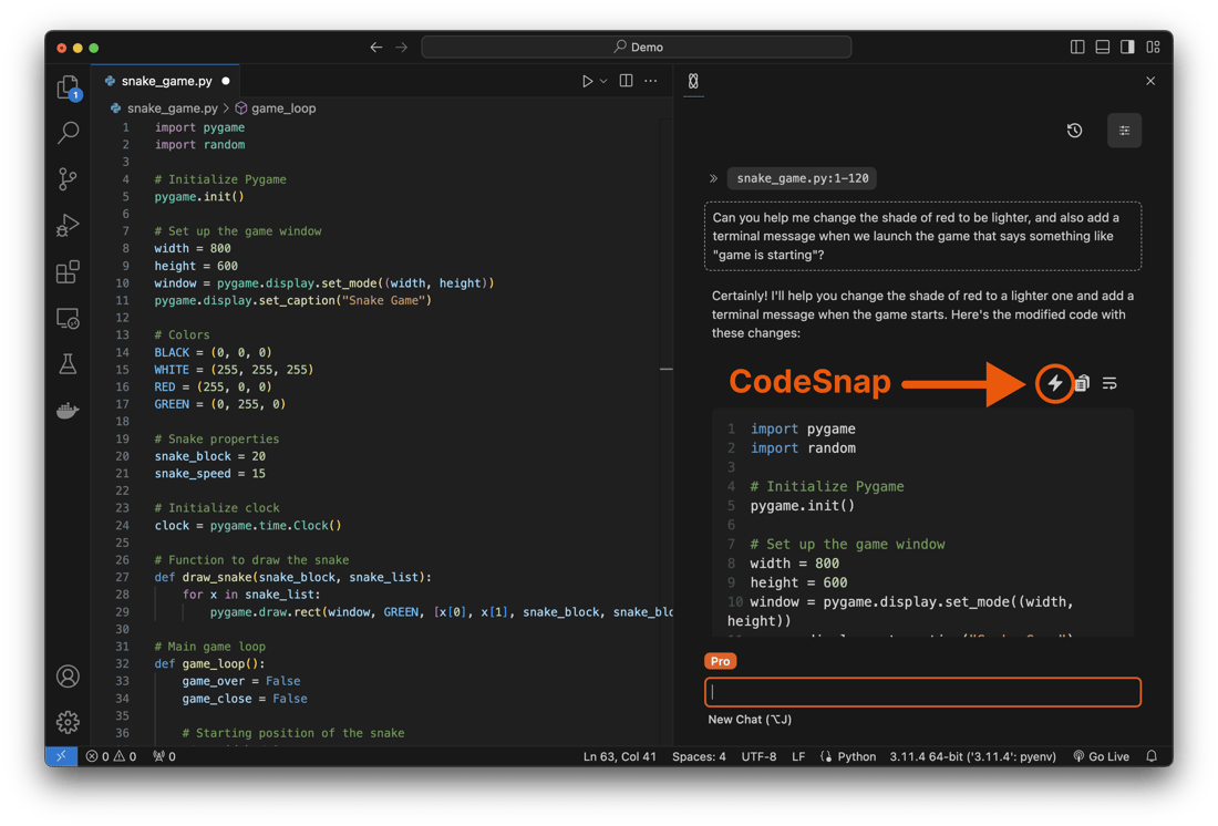 CodeSnap - Double, the AI Coding Copilot