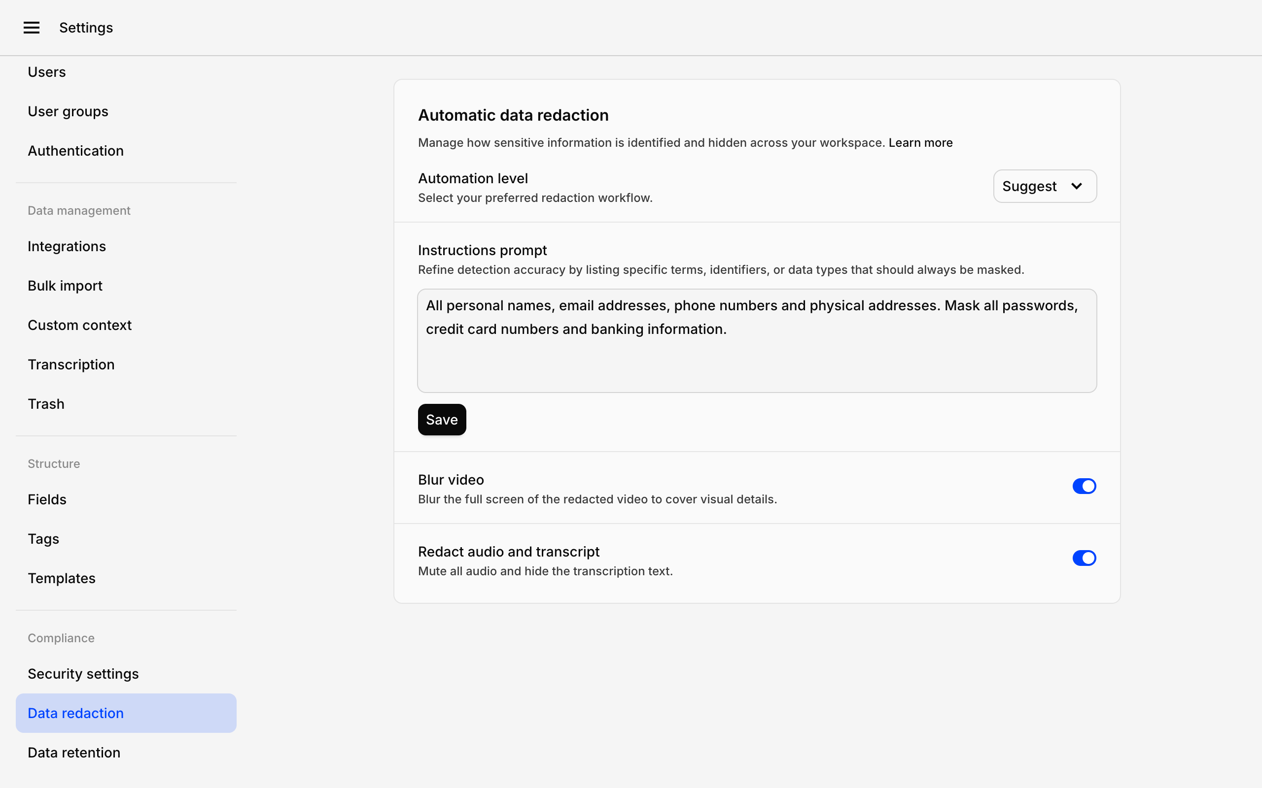 Workspace Auto Redaction 2