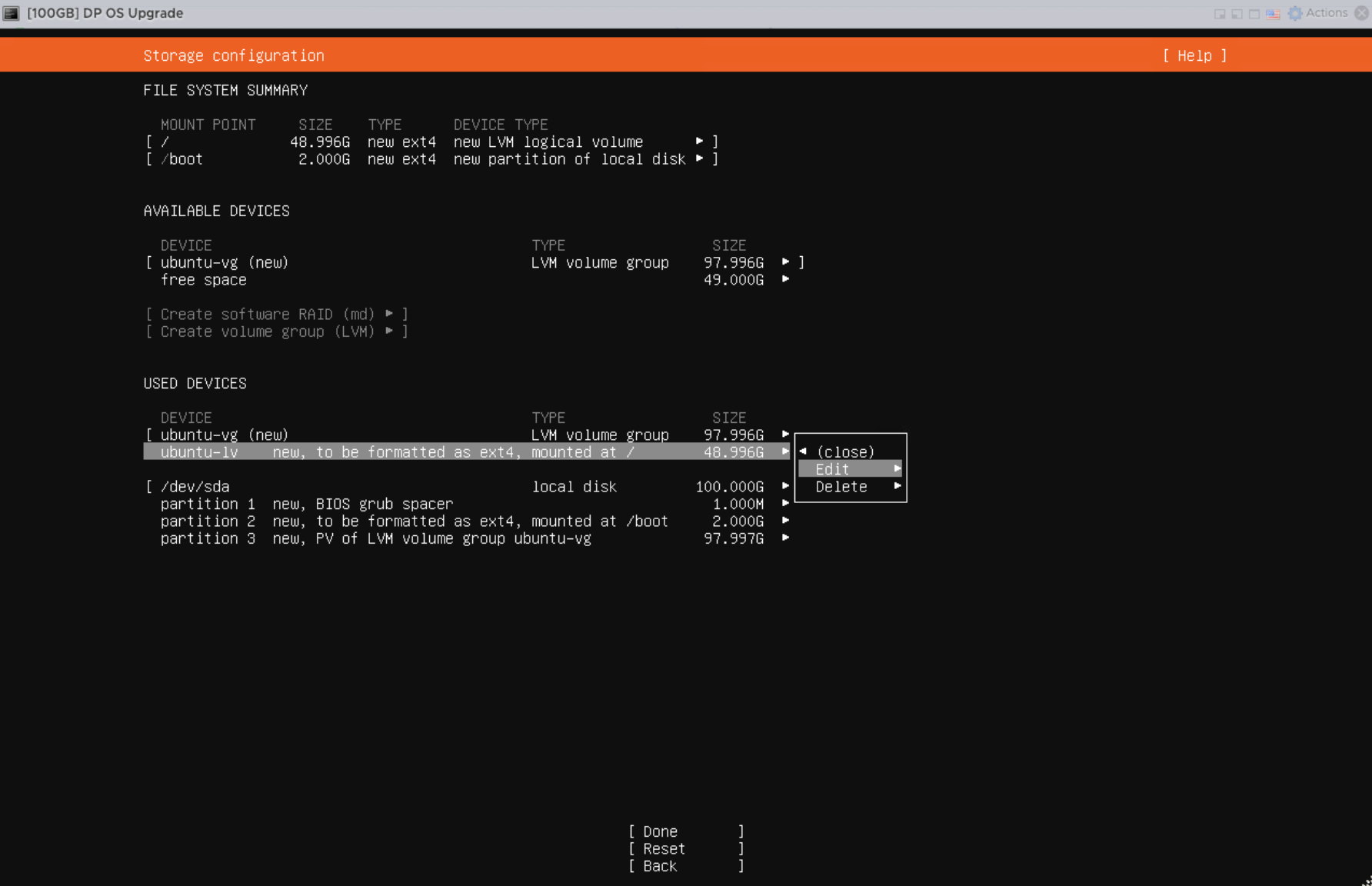 Initial root logical volume using only part of the disk