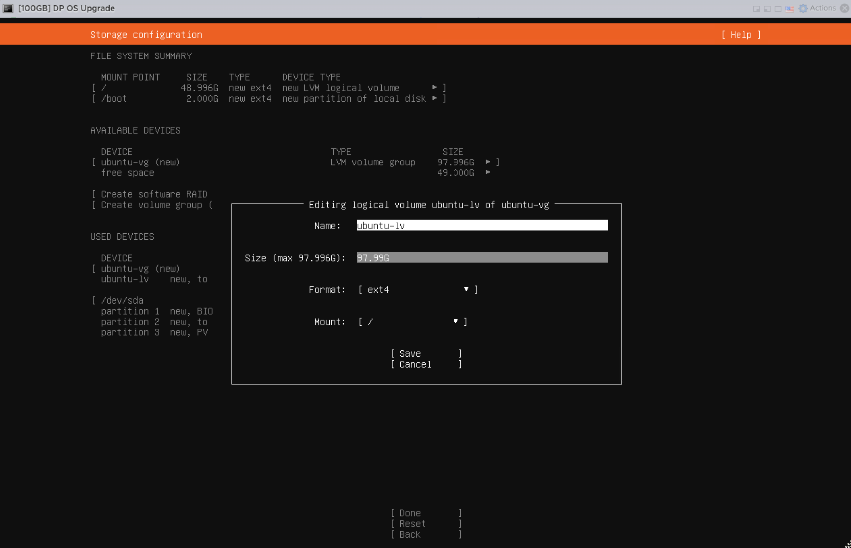 Expand Ubuntu root logical volume