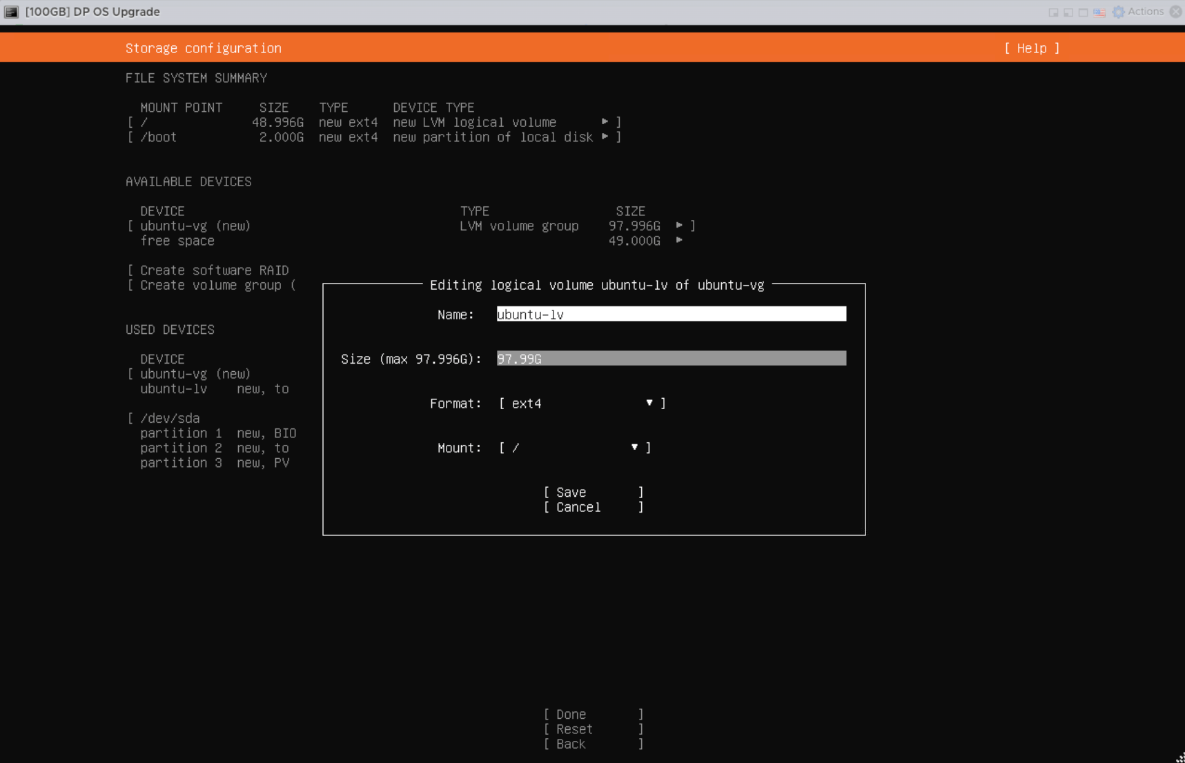 Expand Ubuntu root logical volume