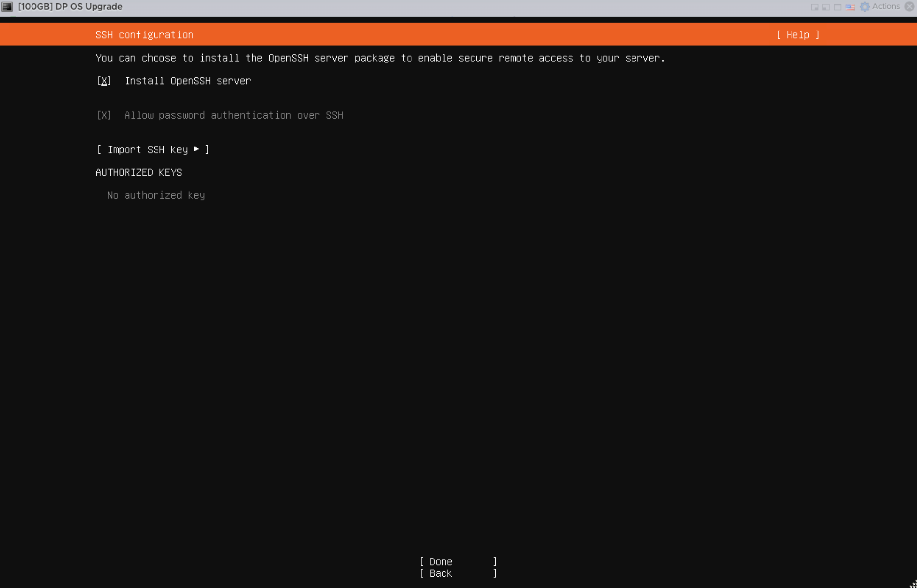 Ubuntu OpenSSH server installation selection