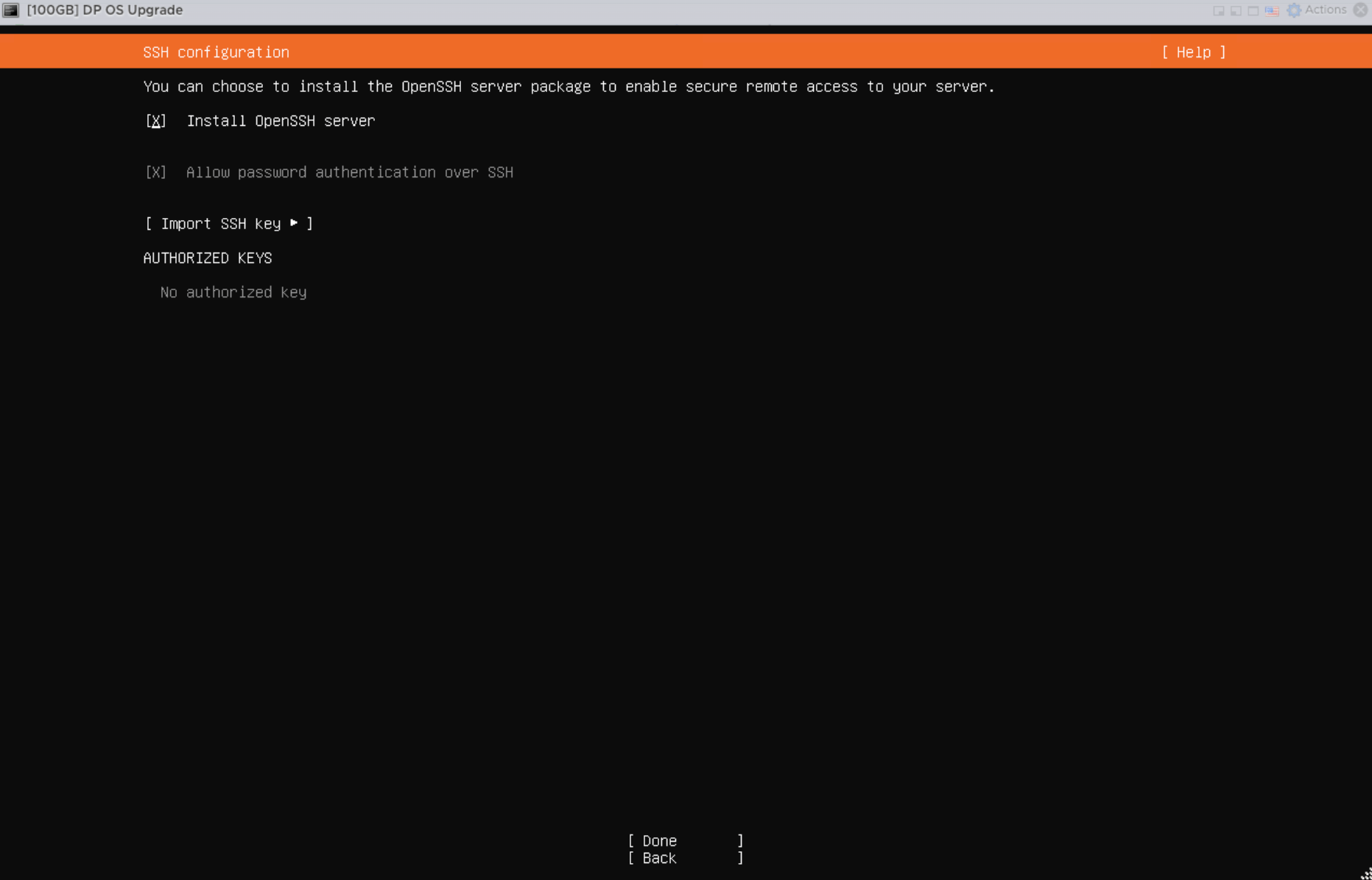 Ubuntu OpenSSH server installation selection