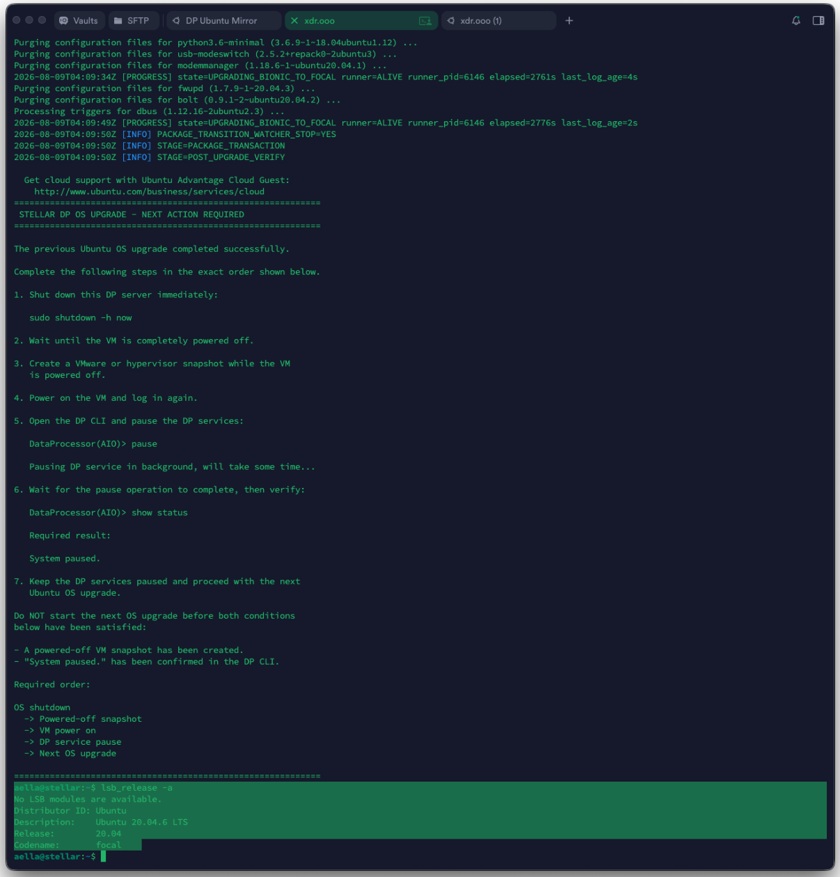 Post-hop instructions after reaching Ubuntu 20.04