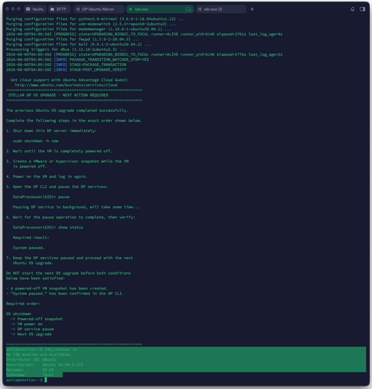 Post-hop instructions after reaching Ubuntu 20.04