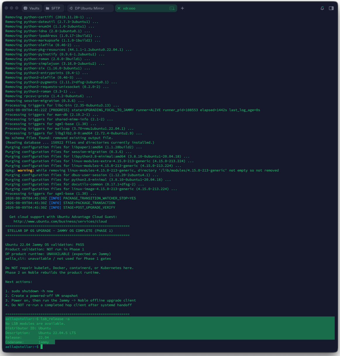 Ubuntu 22.04 Phase 1 completion and next-action guidance