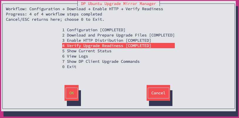 Verify Upgrade Readiness menu