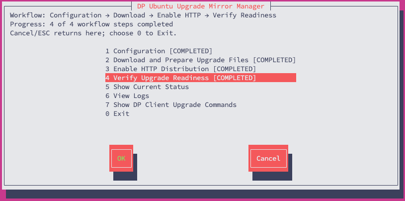 Verify Upgrade Readiness menu